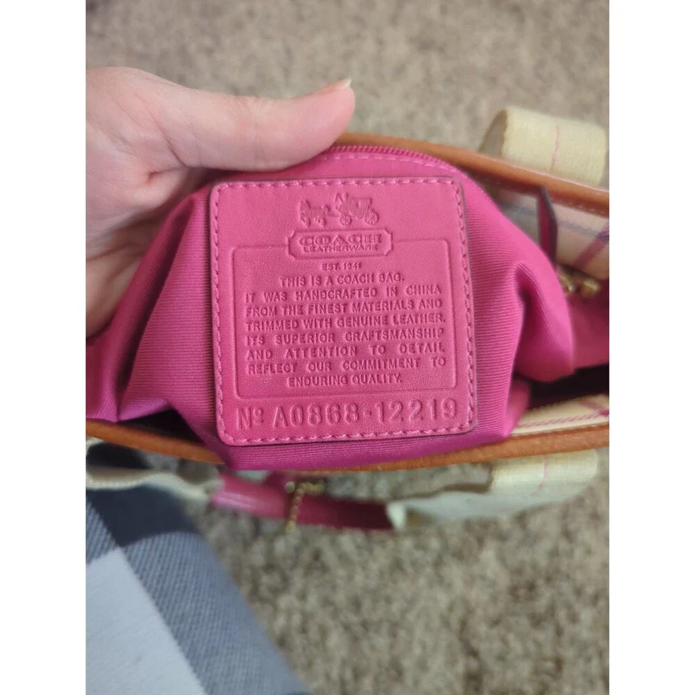 Coach Heritage Stripe Tattersall Small Tote